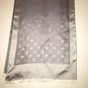 Louis Vuitton Silver/Grey Monogram Silk Scarf